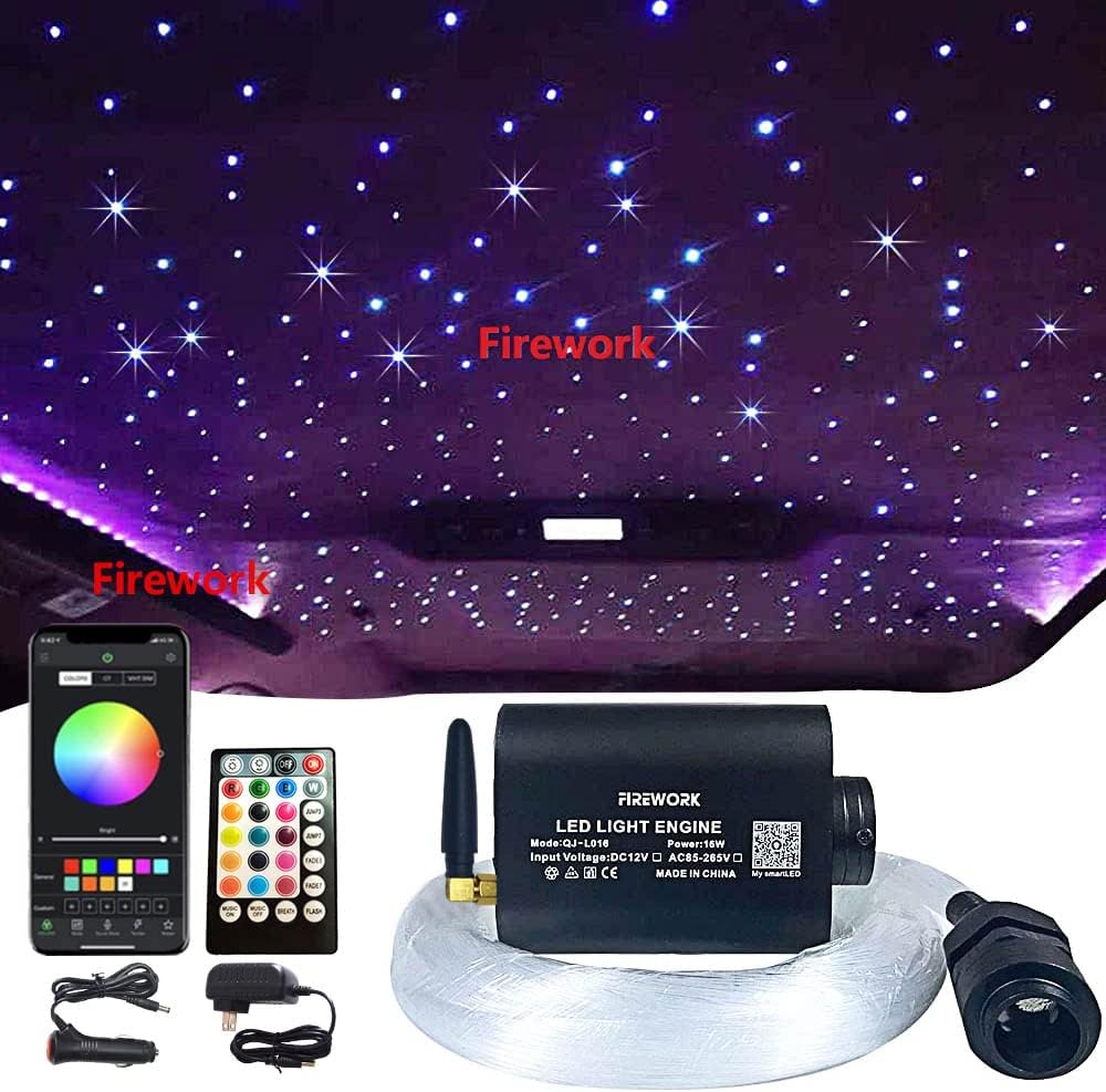 460pcs 0.03in 9.8ft RGBW LED Fiber Optic Star Ceiling Light Kit R8458