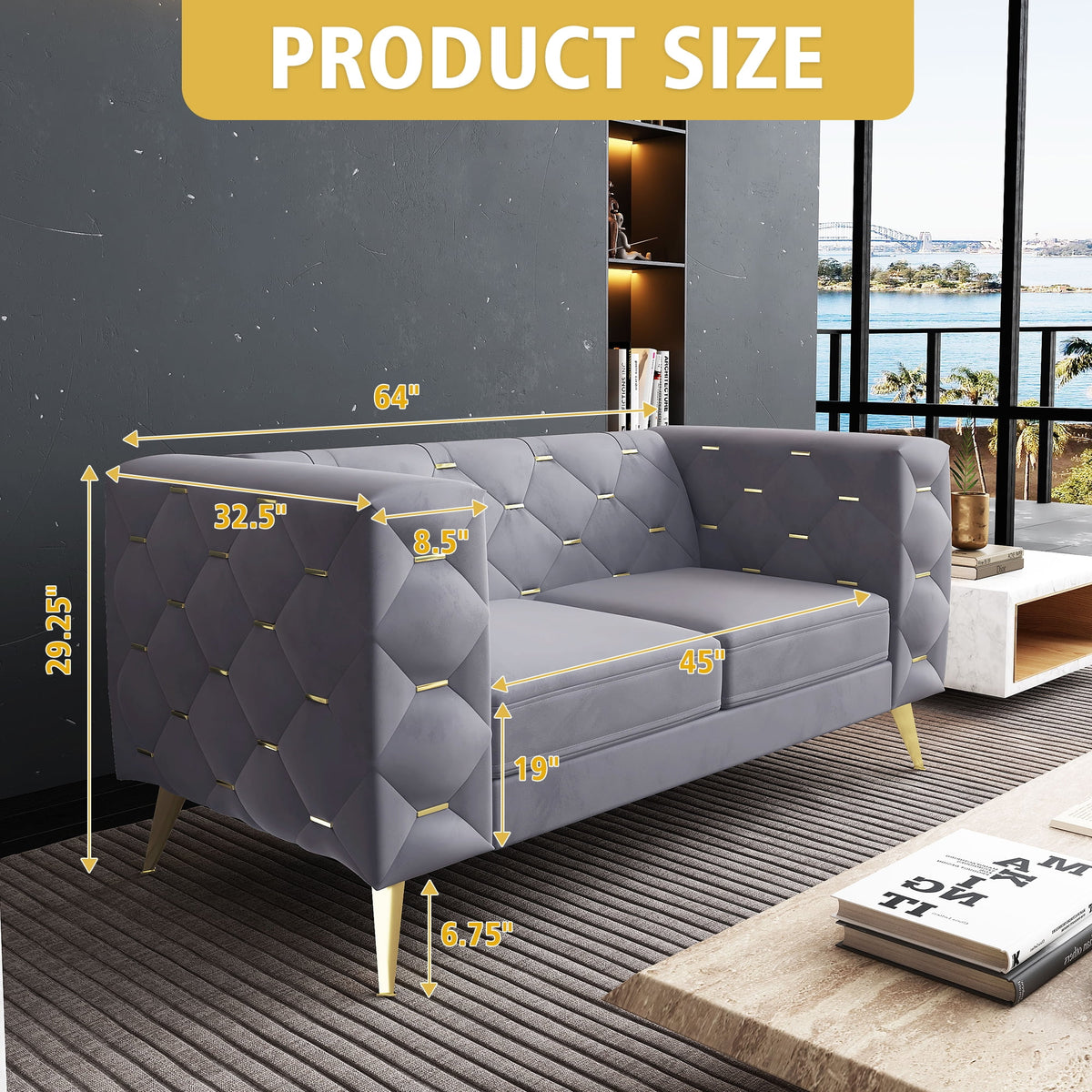 3 Piece Gray Velvet Sofa M592526