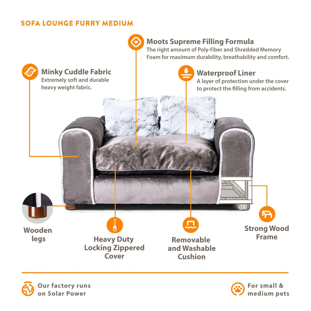 Charcoal Medium Pet Sofa Lounge A3941
