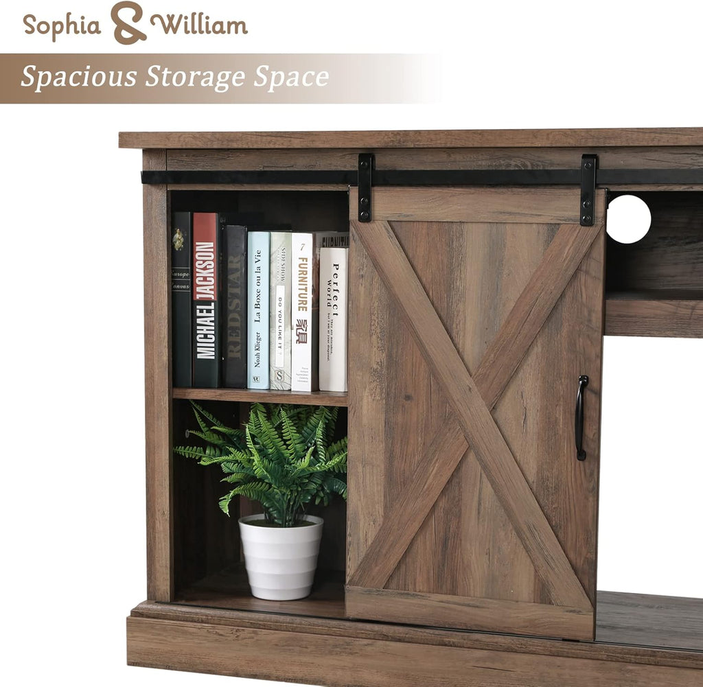 Farmhouse Electric Fireplace TV Stand with 23 Insert Fireplace, Burlywood N921