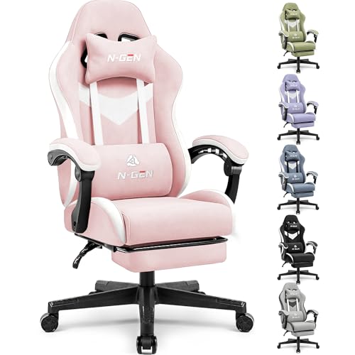 Grey Ergonomic Reclining Gaming Chair with Footrest V8916