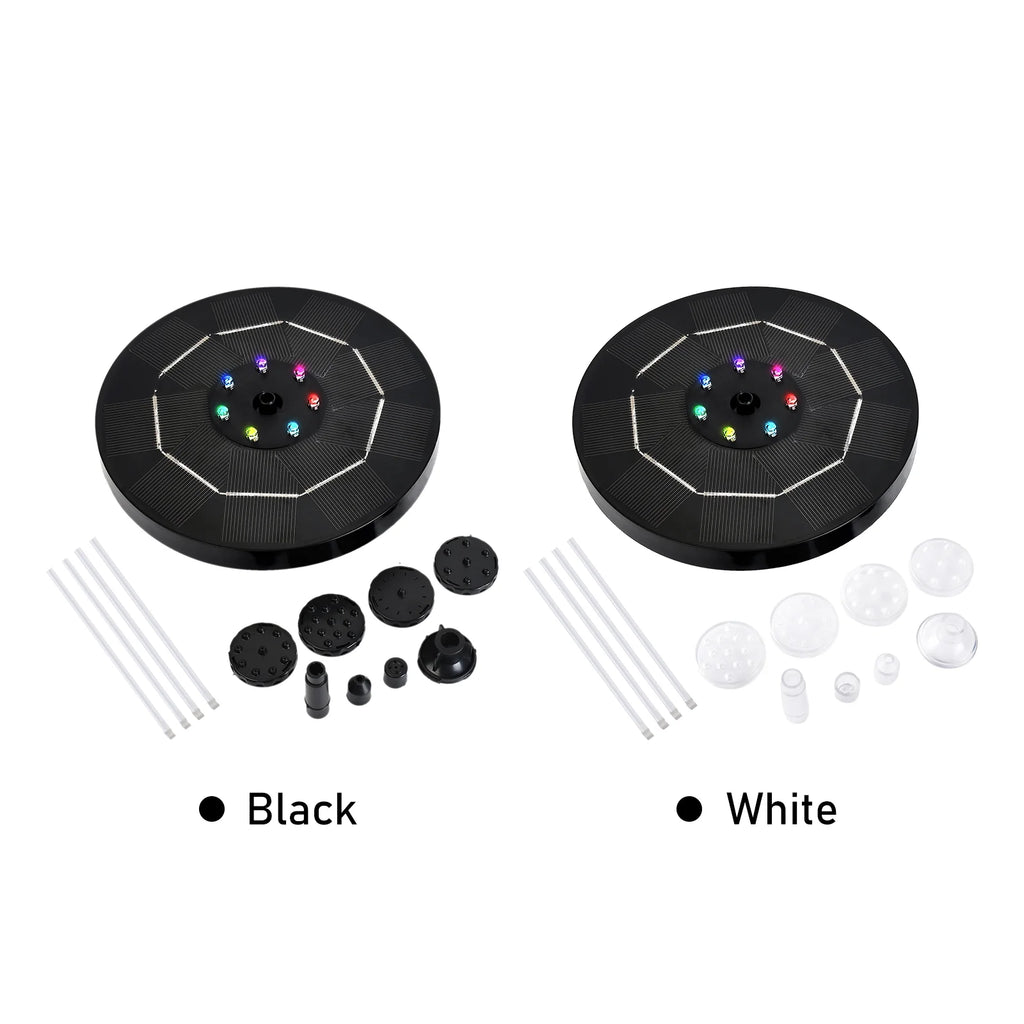 Solar Fountain Pump with Colorful Gradient Light 1800mAh Battery 6 Nozzles Z6446