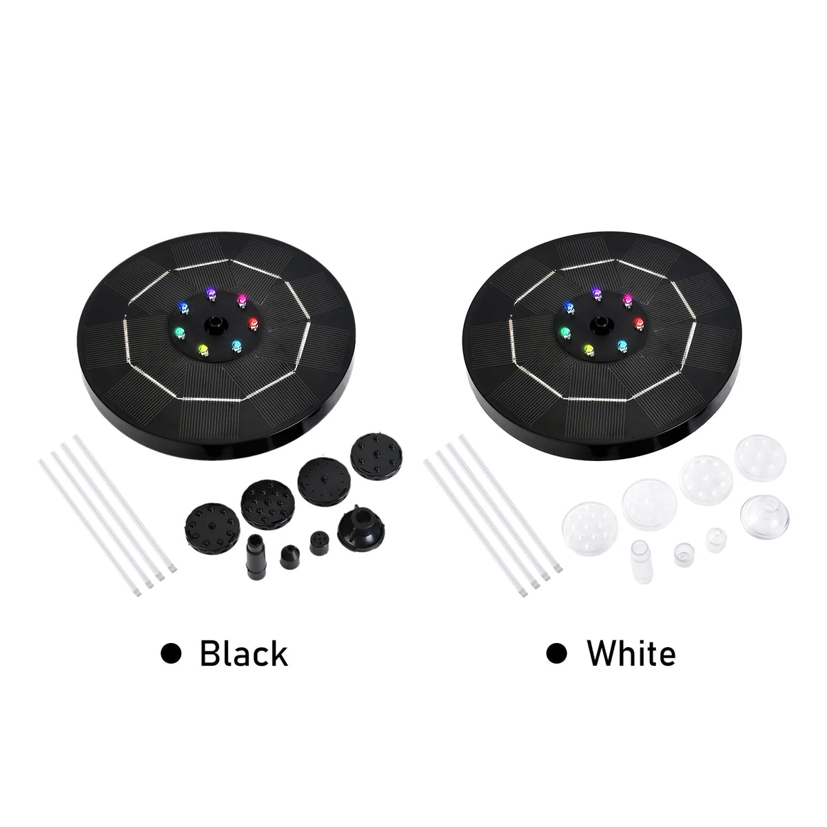 Solar Fountain Pump with Colorful Gradient Light 1800mAh Battery 6 Nozzles Z6446
