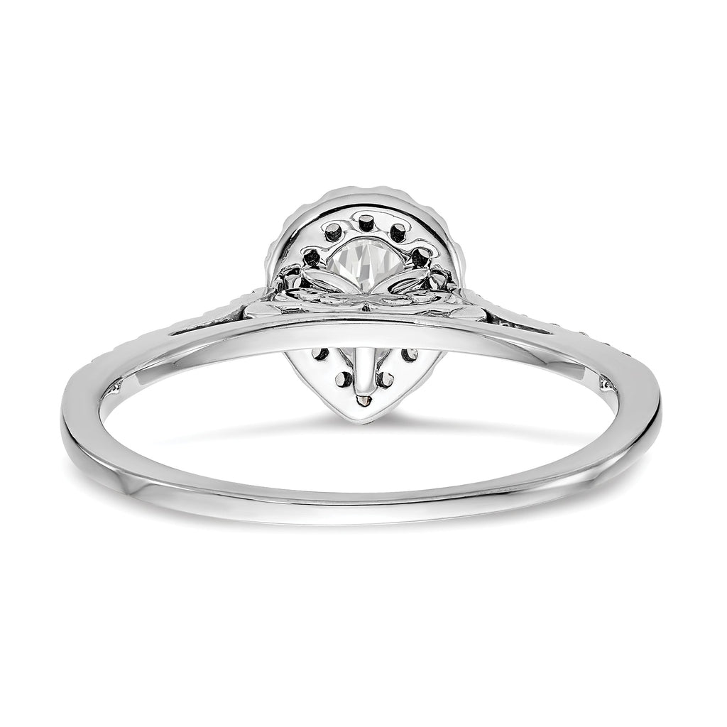 0.75ct CZ Solid 14K White Gold Pear Halo Engagement Ring T872067