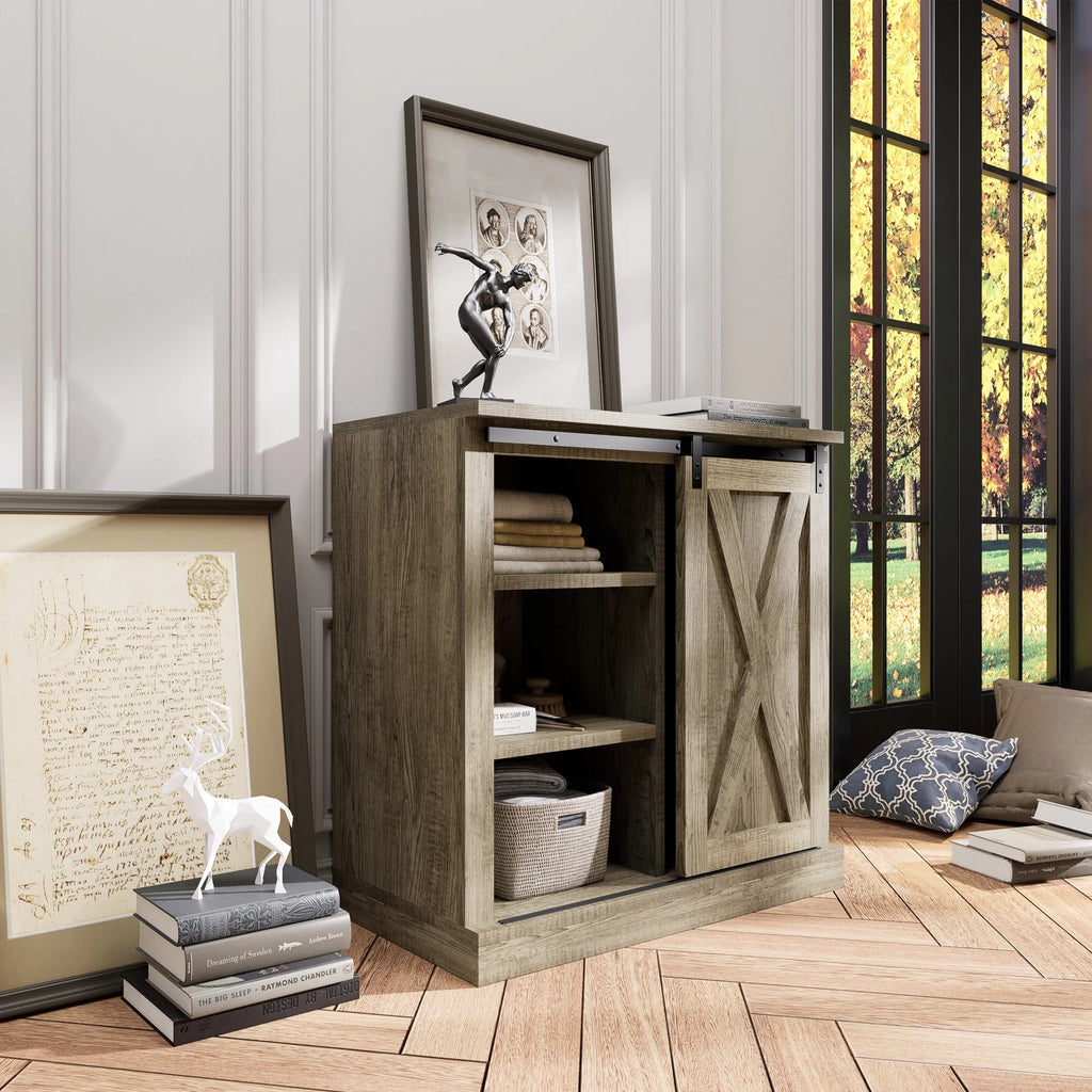 Storage Cabinet with Sliding Slat Door M68042