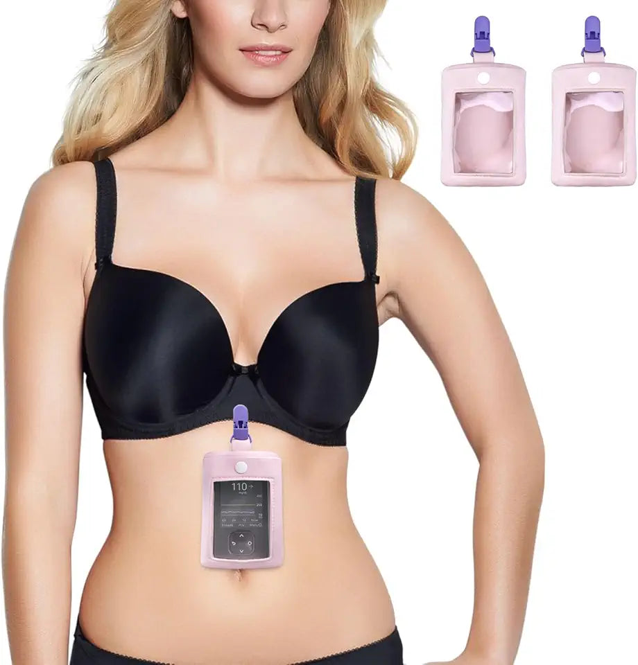 2 Pack Insulin Pump Bra Pouch with Clear Window & Clip F861