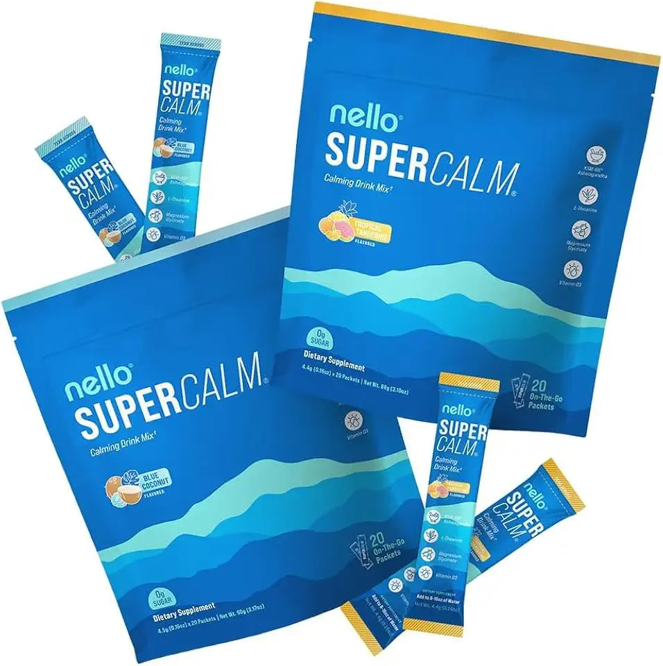 Blue Coconut Tropical Tangerine Ashwagandha Magnesium L-Theanine Drink Mix 2 x 20 Packets F572031