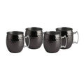 Black Faceted Metallic Moscow Mule Mugs, Set of 4 Y309016