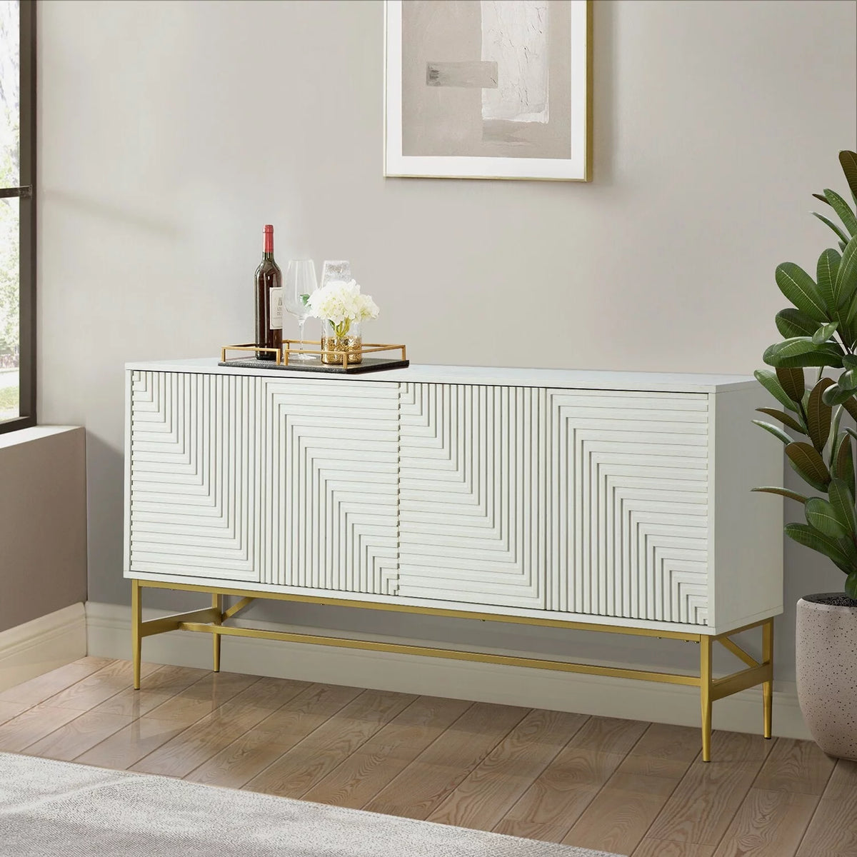 Walnut Sideboard with Metal Legs U5102