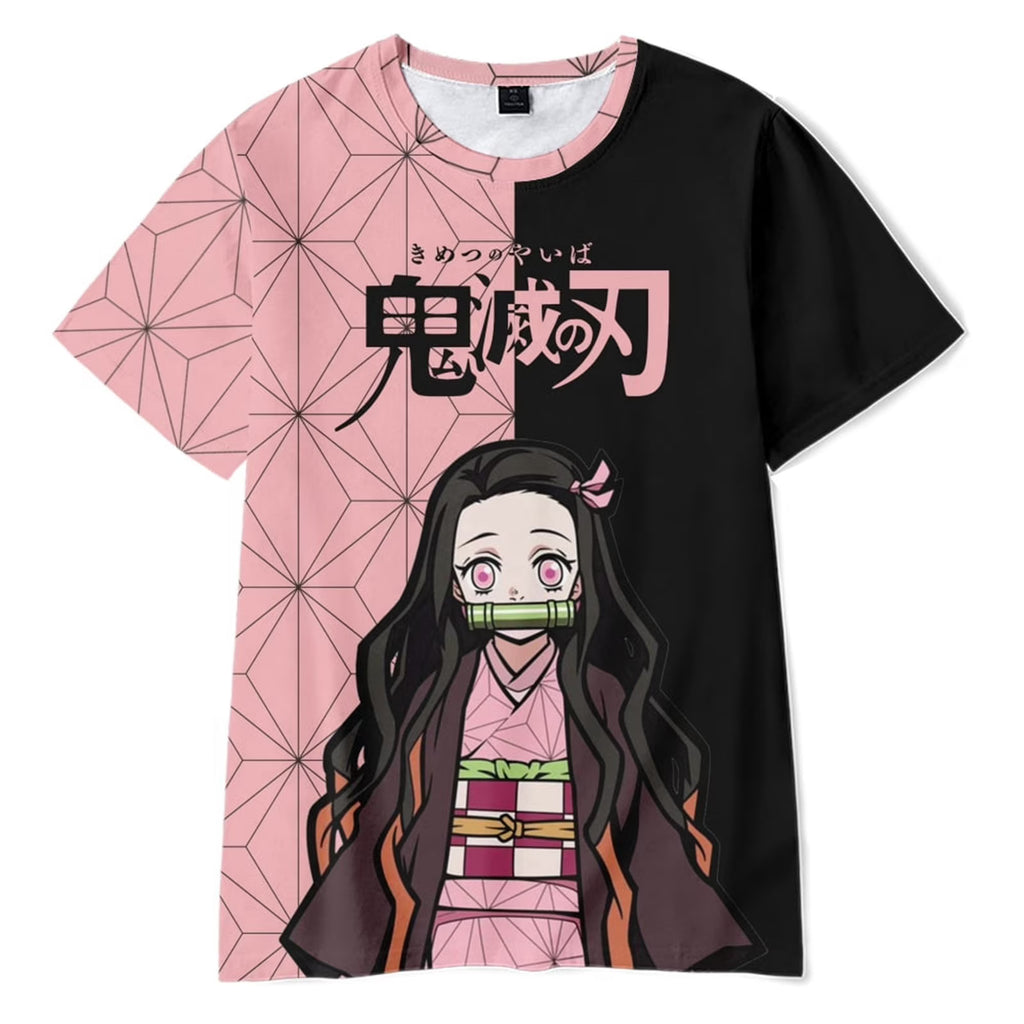 Pink Short Sleeve Anime Character Printed T-Shirt T261190