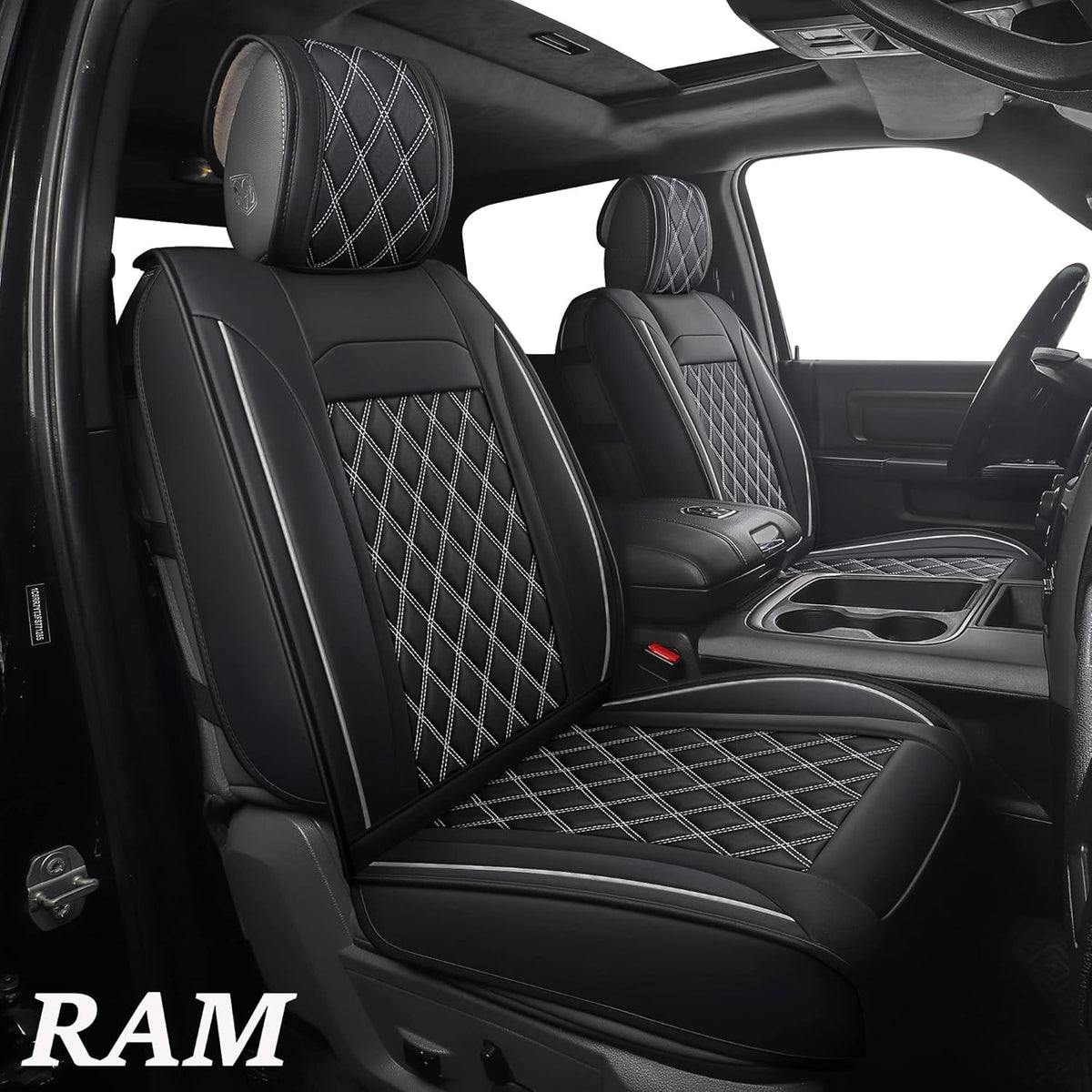 Black-Red Waterproof Synthetic Leather Car Seat Covers 5PCS Full Set Z5886