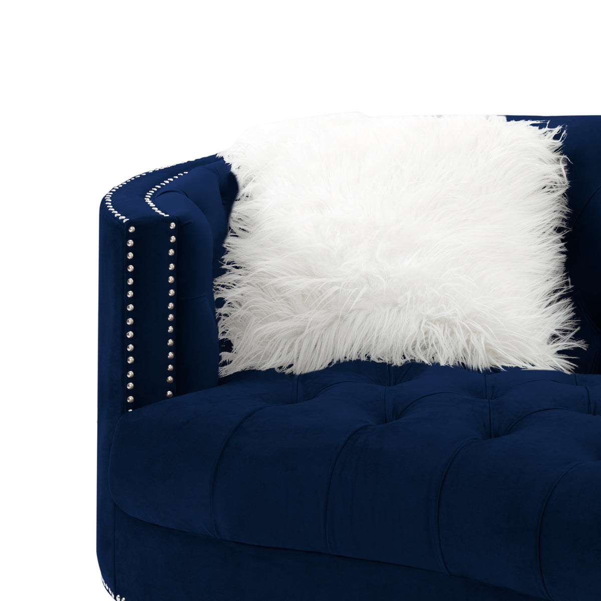 Navy Blue Velvet 3 Piece Living Room Set Y244