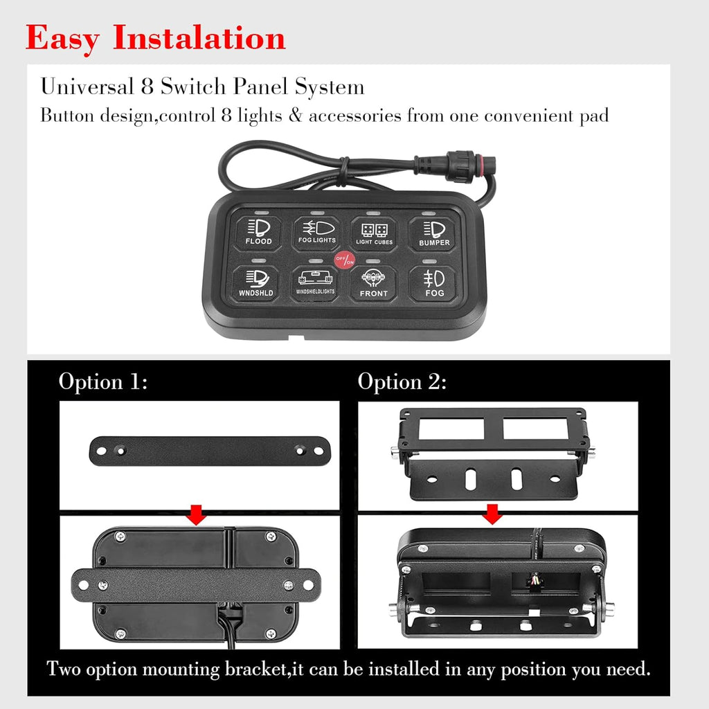 8 Gang LED Touch Control Switch Panel Box for Car Truck ATV UTV Boat Marine SUV Caravan R366214