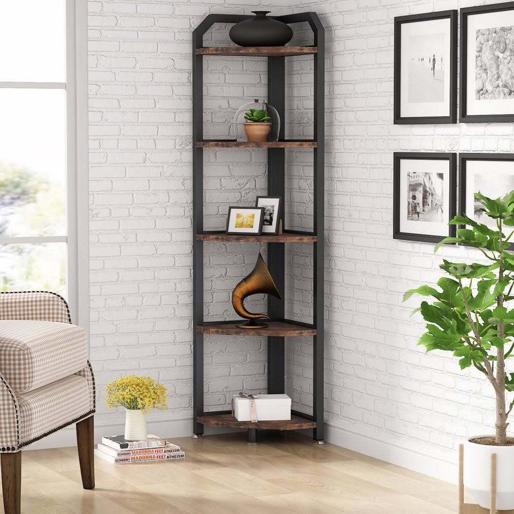 Brown 5 Tier Corner Bookshelf U962