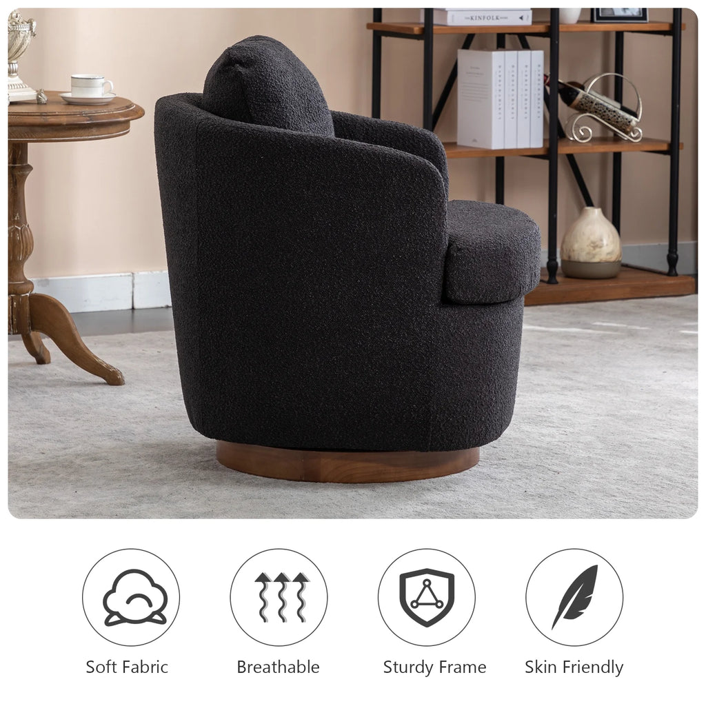Oversized Sherpa Boucle Swivel Accent Chair N6353